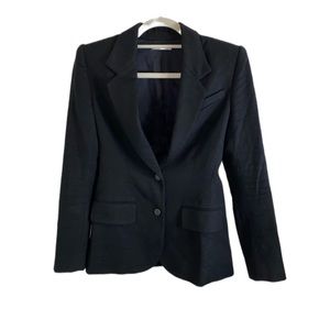 THE ROW WOOL TWO BUTTON FRONT BLAZER WITH CROCODILE PRINT ELBOW PATCH SIZE SMALL